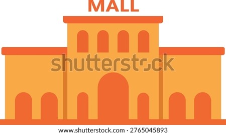 Shopping mall building flat vector illustration icon