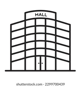 Shopping mall building line vector icon. Shopping center Isolated pictogram on white background. Suitable for web or app ui design. simple flat outlined illustration.