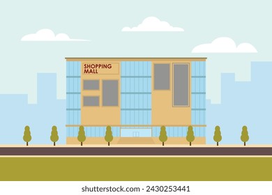 Shopping Mall building premium vector illustration