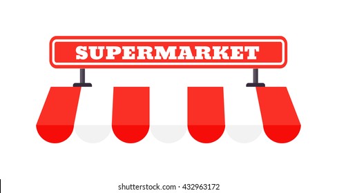 Shopping mall building supermarket signboard orthogonal icons and supermarket signboard clothes shop symbol