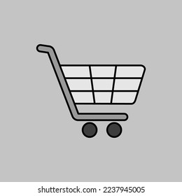 Shopping mall cart isolated vector grayscale icon. E-commerce sign. Graph symbol for your web site design, logo, app, UI. Vector illustration, EPS10.