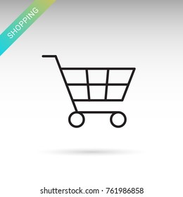 Shopping mall cart thin line isolated vector simple icon