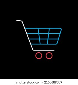 Icono vectorial del carro comercial aislado en el negro. Señal de comercio electrónico. Símbolo gráfico para el diseño del sitio web, logotipo, aplicación, interfaz de usuario. Ilustración del vector, EPS10.