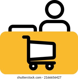 Shopping mall cashier, illustration, vector on a white background.