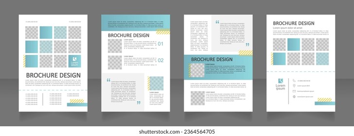 Shopping mall departments and services blank brochure design. Template set with copy space for text. Premade corporate reports collection. Editable 4 paper pages. Montserrat font used