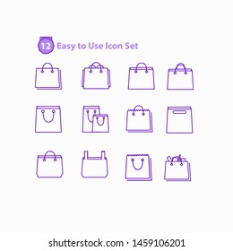  Shopping mall, ecommerce - thin line and solid web icon set.modern icon set Outline icons collection. Simple vector illustration. - Vector, trolly, basket, tag of sale, pepper bag, wallet, purple.