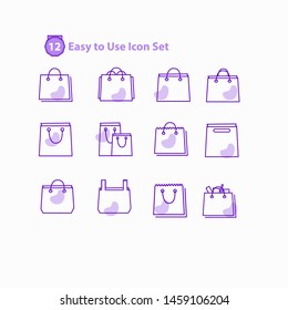 Shopping mall, ecommerce - thin line and solid web icon set.modern icon set Outline icons collection. Simple vector illustration. - Vector, trolly, basket, tag of sale, pepper bag, wallet, purple.
