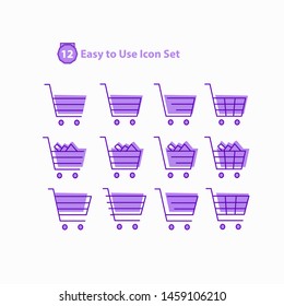 Shopping mall, ecommerce - thin line and solid web icon set.modern icon set Outline icons collection. Simple vector illustration. - Vector, trolly, basket, tag of sale, pepper bag, wallet, purple.