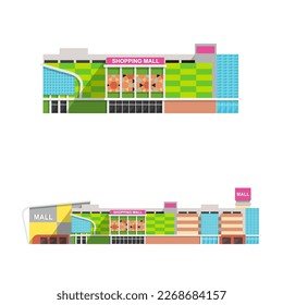 Shopping Mall Flat Building Vector