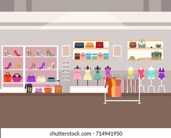 shopping mall flat illustration background