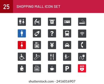 shopping mall flore map icon set