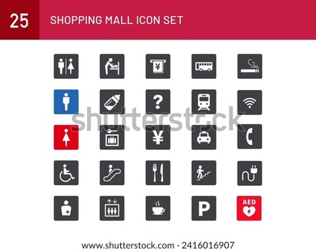 shopping mall flore map icon set