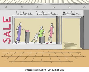 Shopping mall graphic color interior sketch illustration vector 