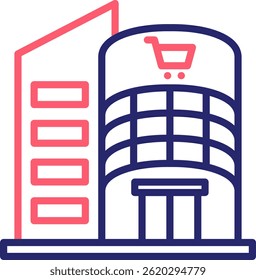 Ilustração do vetor de cor do ícone do shopping center