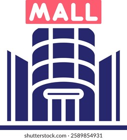Shopping Mall Icon Fill Vector Illustration