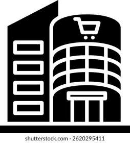 Ilustração do vetor de glifo do ícone do shopping center