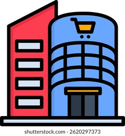 Ícone de shopping center Ilustração de vetor de cor linear