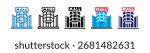 Shopping Mall Icon Multiple Style Set Collection.