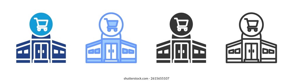 Shopping Mall icon set multiple style collection