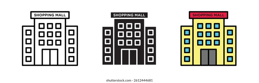 Shopping mall icon, Shop or store shaped, shopping promotion advertising design, isolated on white background
