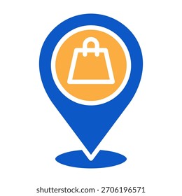 Shopping Mall Icon Solid Color Design Vector Illustration