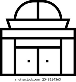 Icono de centro comercial. Diseño de estilo lineal delgado aislado sobre fondo blanco