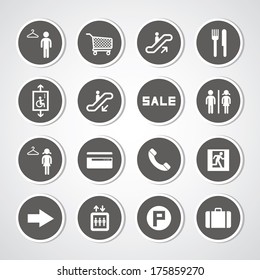 shopping mall icons set