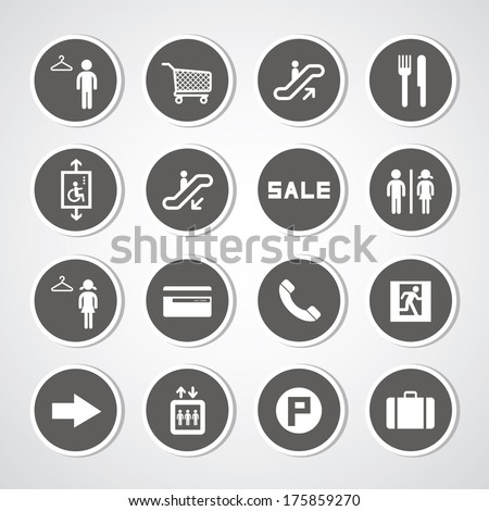 shopping mall icons set