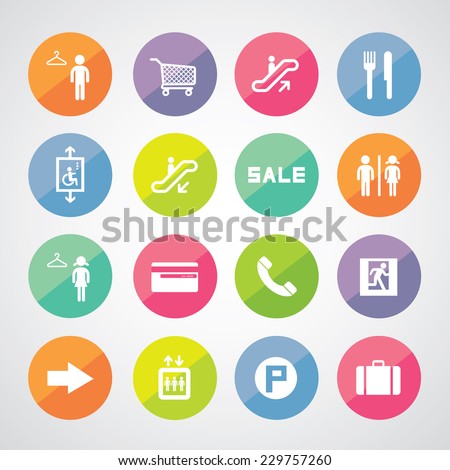 shopping mall icons set  