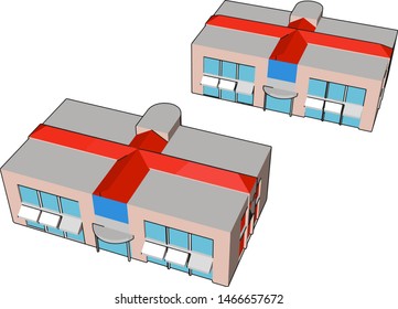 Shopping mall, illustration, vector on white background.