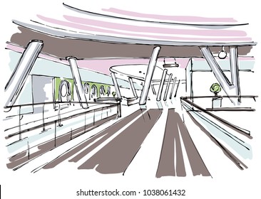 Shopping Mall Interior Sketch