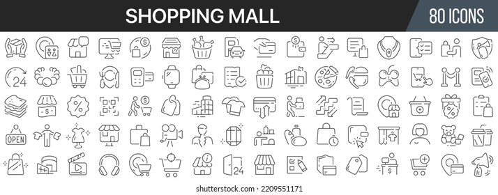 Shopping mall line icons collection. Big UI icon set in a flat design. Thin outline icons pack. Vector illustration EPS10