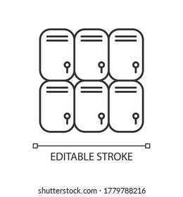 Shopping mall lockers pixel perfect linear icon. Shop storage for personal belongings. Thin line customizable illustration. Contour symbol. Vector isolated outline drawing. Editable stroke