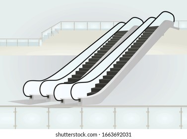 Shopping mall moving stairs. vector