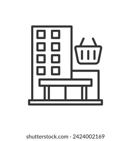 shopping mall outline icon pixel perfect for website or mobile app