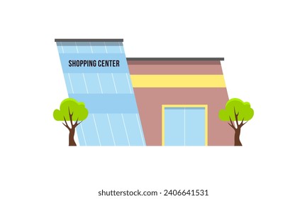 Shopping mall outside composition mall building illustration