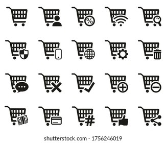 Shopping Mall Or Supermarket Icons Black & White Set Big
