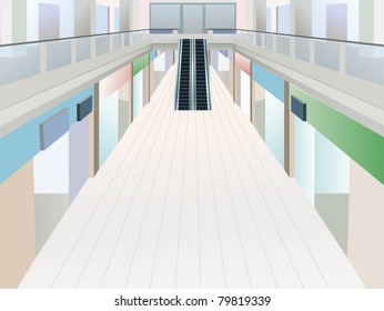 shopping mall with two floors, vector