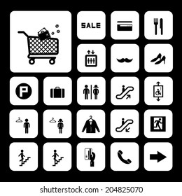 shopping mall vector icons set 