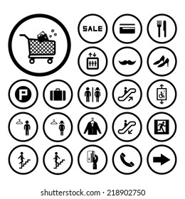 shopping mall vector icons set 