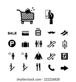 shopping mall vector icons set 