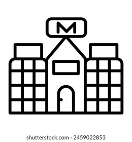 Diseño de iconos de línea de Vector de centro comercial