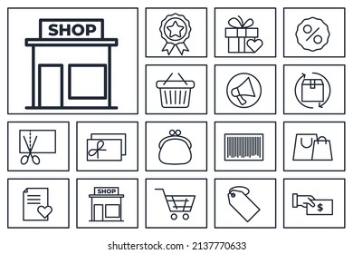 Shopping malls, retail set icon symbol template for graphic and web design collection logo vector illustration