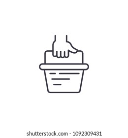 Shopping market basket linear icon concept. Shopping market basket line vector sign, symbol, illustration.