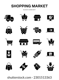 shopping market ecommerce user interface black Icon button