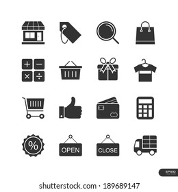 Shopping & Market Icons on white background - Vector illustration