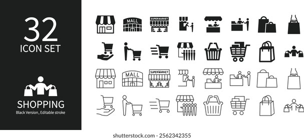 Shopping and market related icon sets