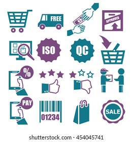 shopping, market, sell icon set