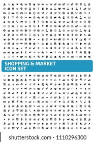 Shopping and market vector icon set