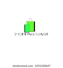  Shopping Mart Logo.  A logo featuring two shopping bags, one larger than the other, in a bright green color. The text "SHOPPING MART" is positioned below.